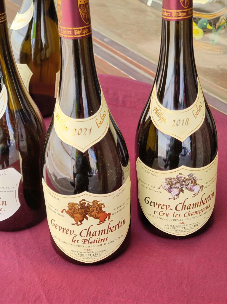 Bottles of wine from Phillip LeClerc winery in Burgundy, France